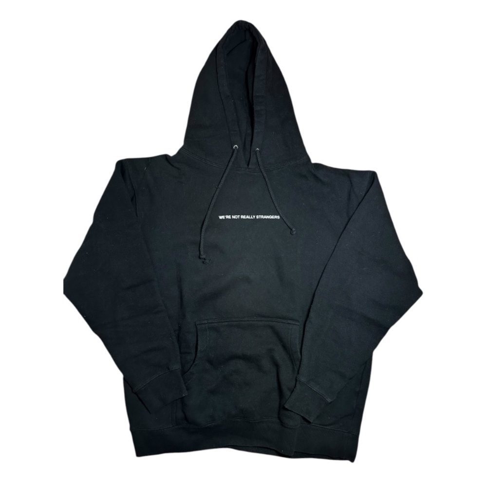we're not really strangers black and white hoodie
